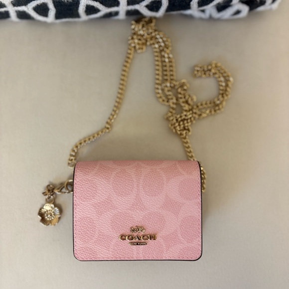 Coach Handbags - Coach Powder Pink Mini Wallet on a Chain
